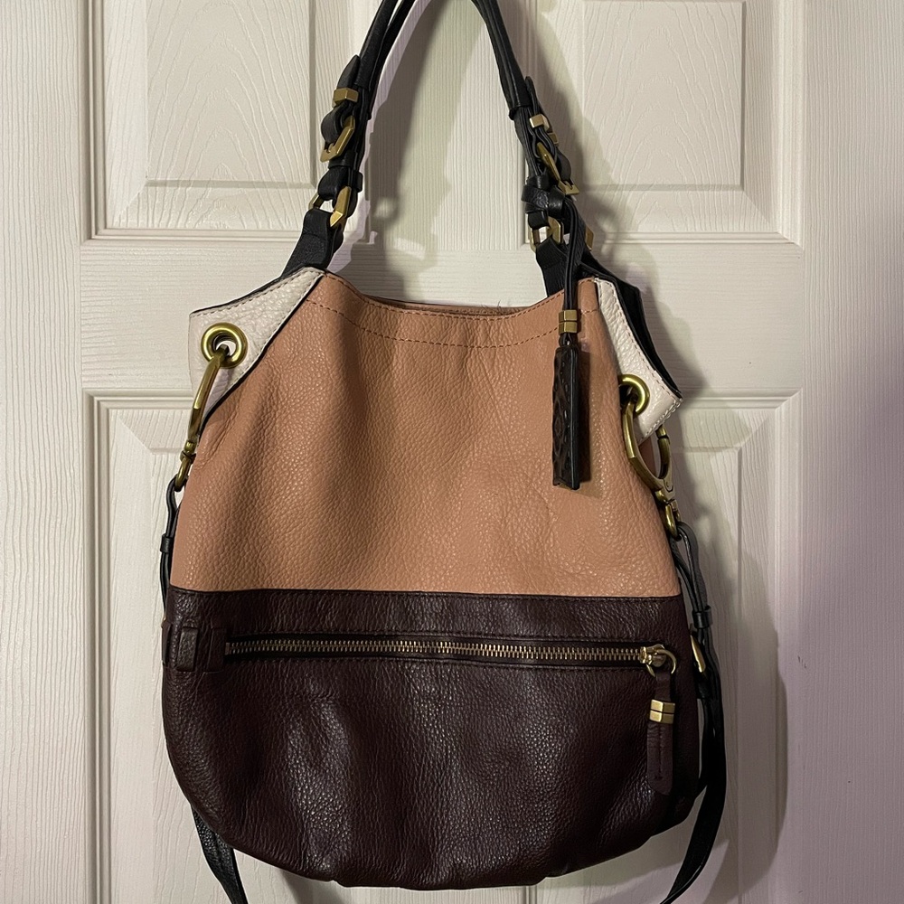 Two-Tone Leather Shoulder Bag